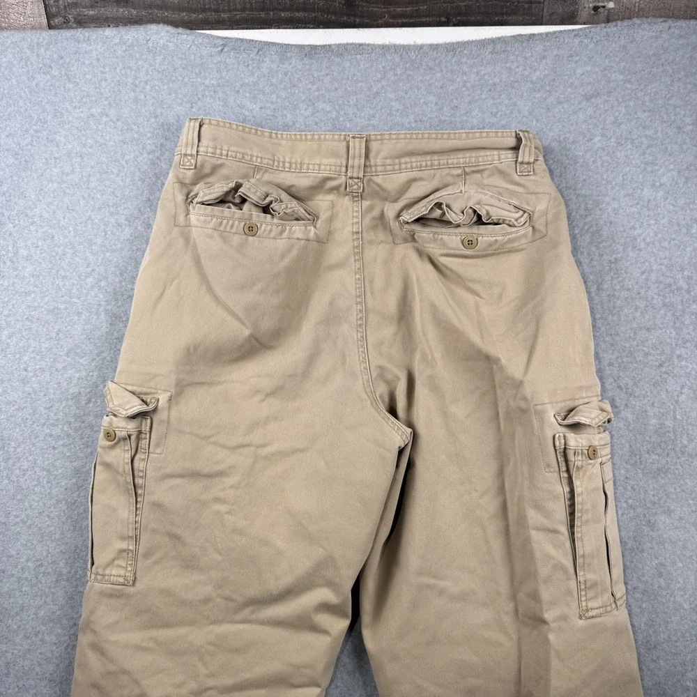 Old Navy Cargo Pants Mens 34x32 Tan Fleece Lined Straight Leg Cotton Utility Y2K